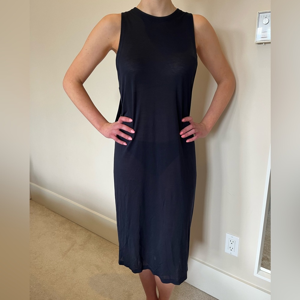 Acne Studios Corvina Sleeveless Midi Shift Dress in Navy Small